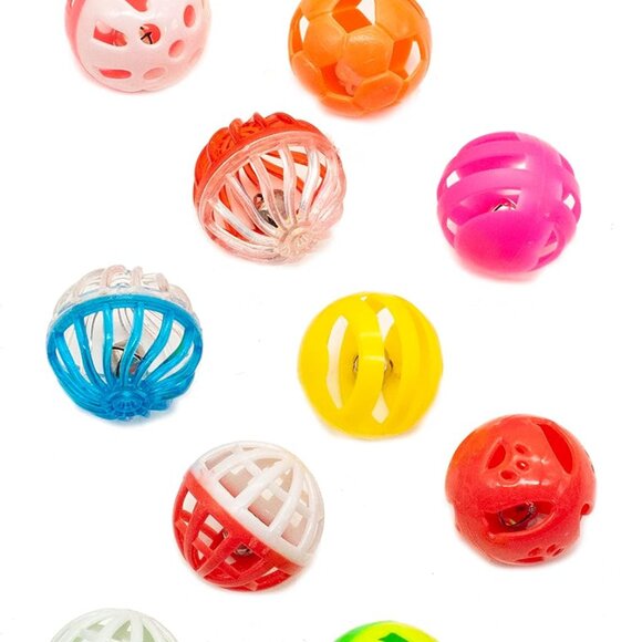 12PCS Value Pack Plastic Ball Cat Toys Lattice Balls with Bell Jingle Kitten Toy - Picture 4 of 7